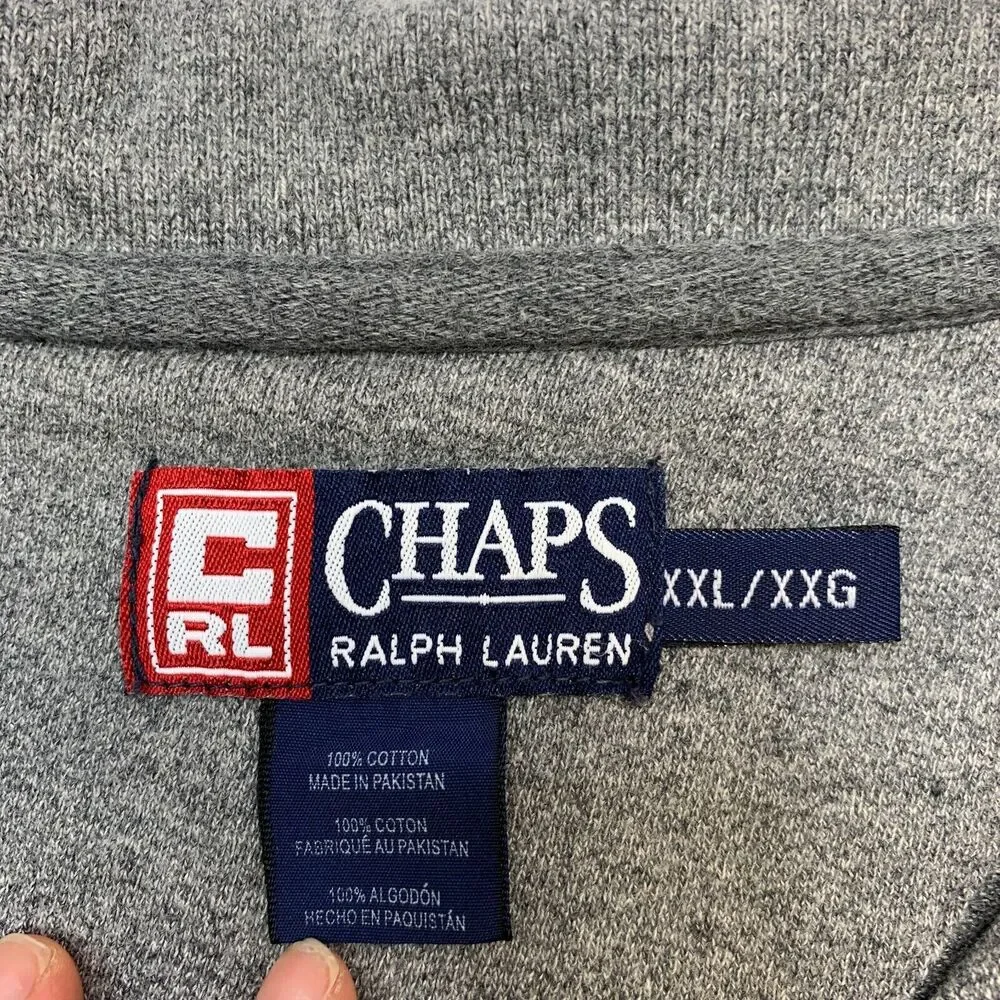 Vintage Ralph Lauren Chaps Polo Shirt Mens XXL 2XL Gray Long Sleeve Cotton